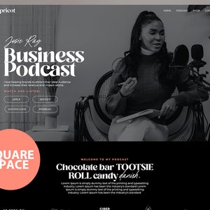 Premium Squarespace Website Podcast Template, podcasters coaches, influencers or bloggers and Female Entrepreneurs