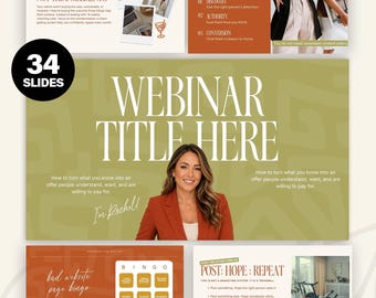 34-Slide Canva Webinar Masterclass Template for Coaches, Course Creators (Digital Download)