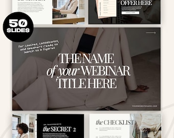 Canva Webinar & Masterclass PPT Slides coaches Consultants Service Providers Editorial Aesthetic Editable Slides Luxe Minimalist Design