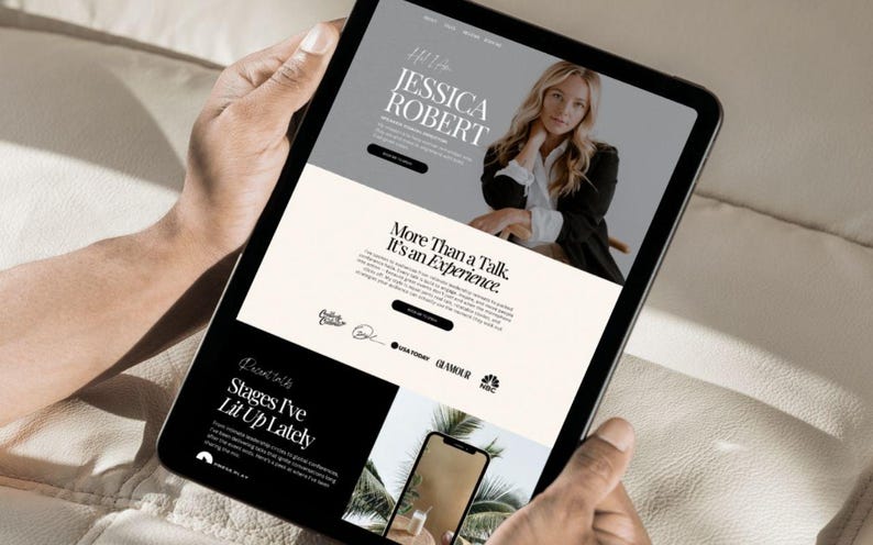 Wix and Canva speaker website design with call to action and booking form