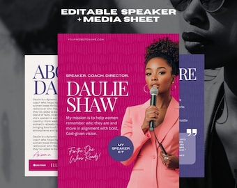 Speaker Media Kit Canva Template: Coach & Author Marketing (Digital Package)