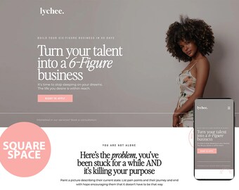 Squarespace Template Premium Sales Page Website Templates for personal brands influencers bloggers and Female Entrepreneurs Landing Page