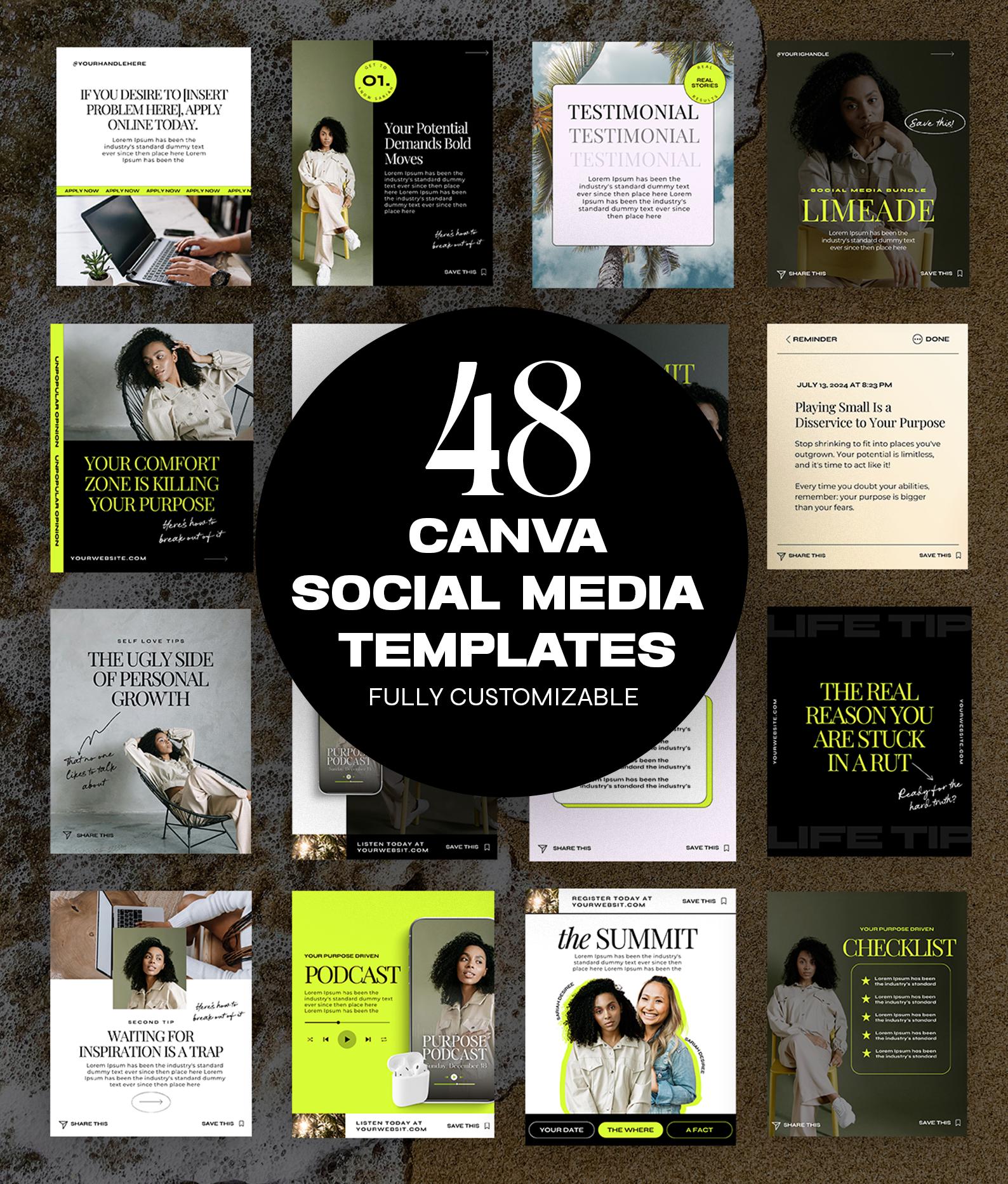 Kit de carrusel de redes sociales Canva para entrenadores, consultores y proveedores de servicios. Moderno, atrevido, verde lima, estético, editable. Gestor de redes sociales.