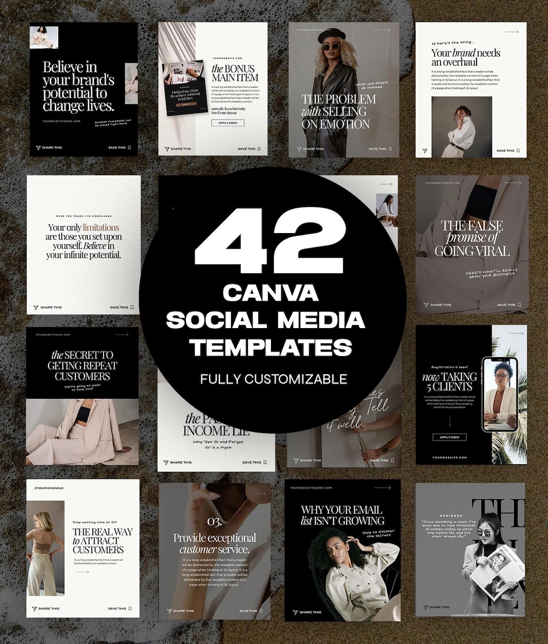 Luxe Canva Carousel Social Media Bundle Editable Aesthetic Minimal ...