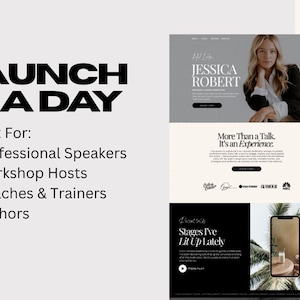 Customizable Canva website template for authors trainers and keynote speakers