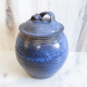 Hand Spun Ceramic Storage Jar, Vintage Kitchen Decor