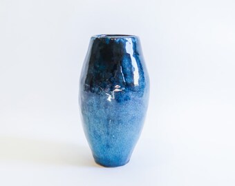 Dunkelblaue Keramik Vase, Studio Keramik Vintage Vase, Wohndekor Keramik