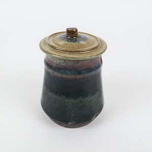 Ceramic Sugar Jar, Vintage Coffee Bar, Kitchen Art Storage, Rustic Sugar Pot
