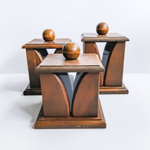 Set 70er Holz Kanister mit Deckel, Vintage Kitchen Decor