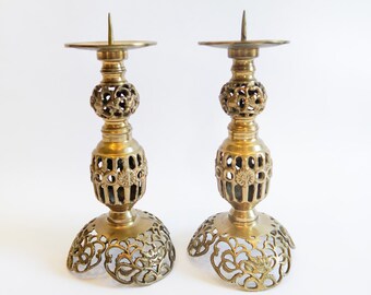 ヴィンテージ真鍮シャンデリアキャンドルホルダー（とげ付き）ソリッド