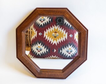 Small Vintage Wood Geometric Mirror