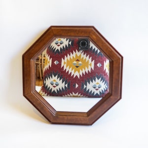 Small Vintage Wood Geometric Mirror