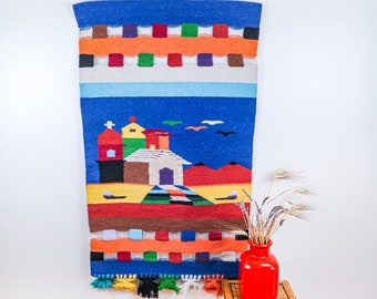 Large Southwestern Woven Vintage Wall Tapestry, Colorful Tapestry Made in India