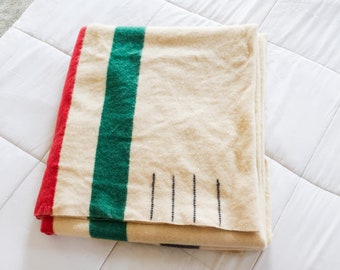 Hudson Bay Vintage Wool Camp Blanket, 4 Point Blanket Made in England