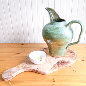 Swedish Farmhouse Pitcher, Ceramic Kitchen Vase, Retro Green Kitchen Island Decor, Vintage Flower Pot image 7