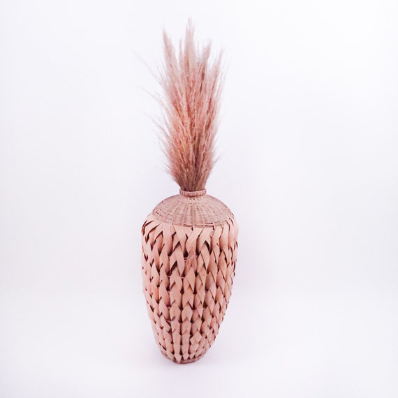 Vintage Korbvase aus gewebter Palme: Boho Home Decor