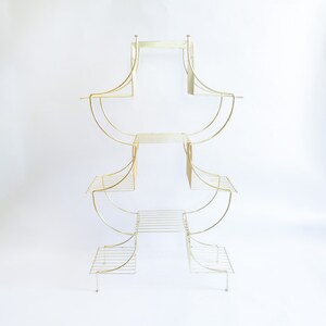 Midcentury Pagoda Gold Flashed Metal Plant Stand Retro MCM Wire Rack image 3