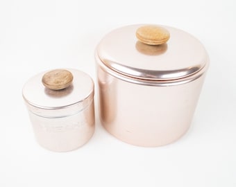 Set of 2 Rose Gold vintage Mirro Retro Canister Set, Kitchen Decor,