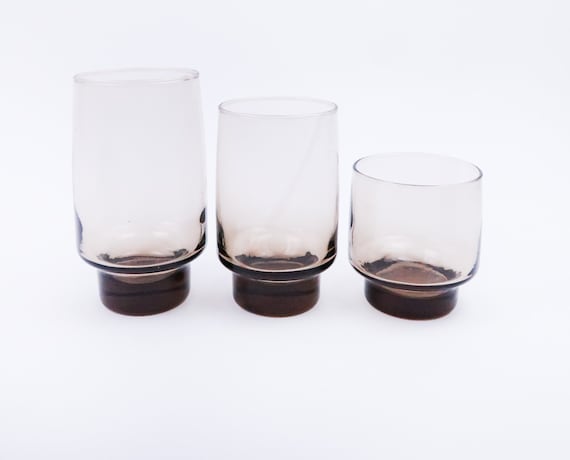 Vintage Rauchgläser Set: Tawny Brown Trinkgefäße zu stapeln