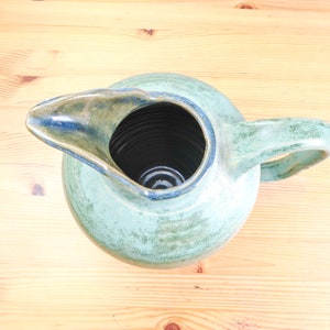 Swedish Farmhouse Pitcher, Ceramic Kitchen Vase, Retro Green Kitchen Island Decor, Vintage Flower Pot image 5