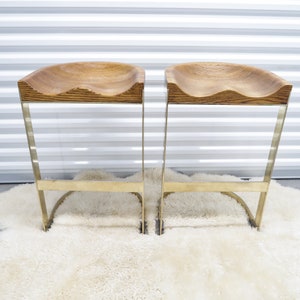 Counter Stools Pair of 1970&#39;s Hollywood Regency Bar Stools, Vintage Brass Bar Furniture