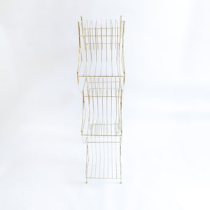 Midcentury Pagoda Gold Flashed Metal Plant Stand Retro MCM Wire Rack image 2