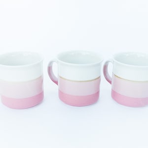 Set of 3 Japanese Ceramic Coffee Mugs: Pink Ombre Vintage Otagiri
