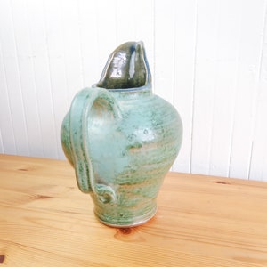 Swedish Farmhouse Pitcher, Ceramic Kitchen Vase, Retro Green Kitchen Island Decor, Vintage Flower Pot image 10