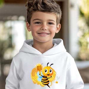Bee Happy Kids Hoodie: Soft Cotton-Blend Sports Pullover