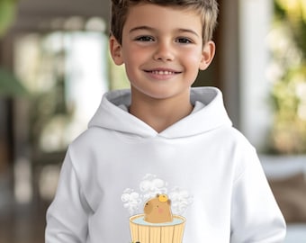 Sudadera con capucha de capibara para niños, lindo regalo de animales,
