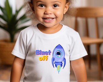 T-shirt astronaute fusée pour tout-petit : T-shirt espace unisexe pour enfants,
