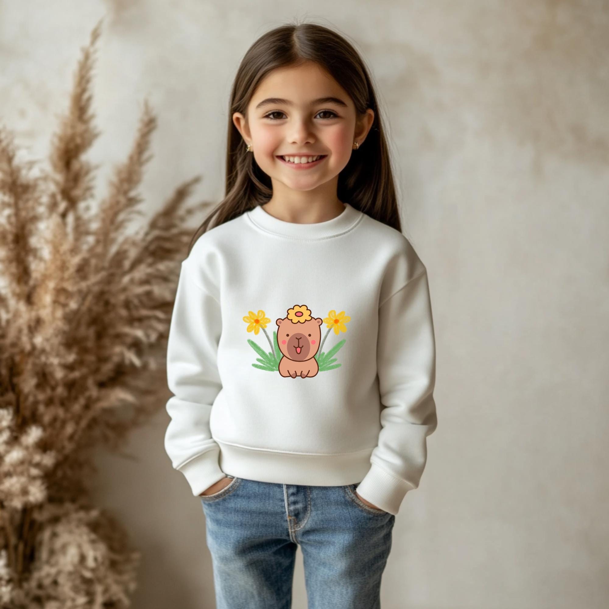 Cute Capybara Kids Sweatshirt, Animal Lover Gift,