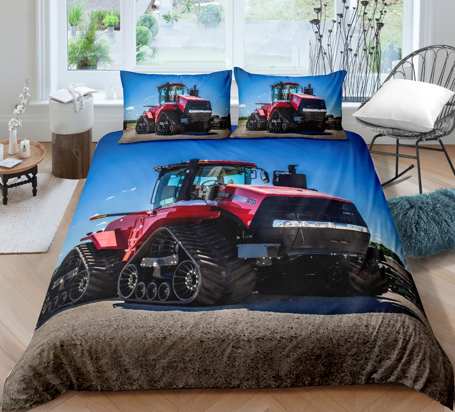 Farm Tractor Duvet Cover Set King SizeClear Sky Tractor Etsy