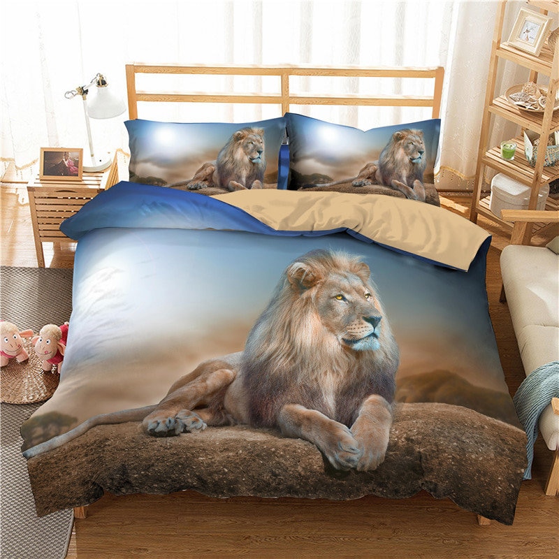 Lion Duvet Cover King Bedding Set 3pcs for Kids Boys Teens 3D Etsy