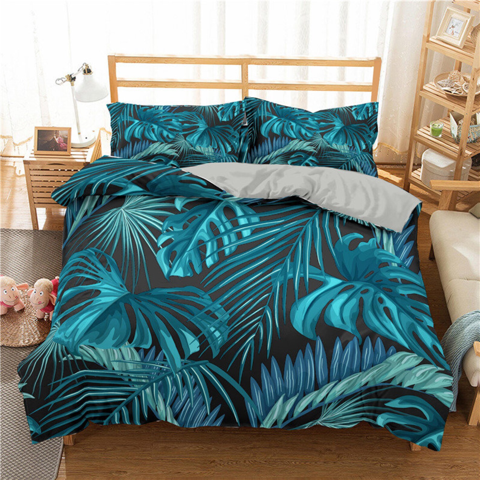 3D Queen Size Green Botanical Bedding Set Tropical Banana Etsy UK