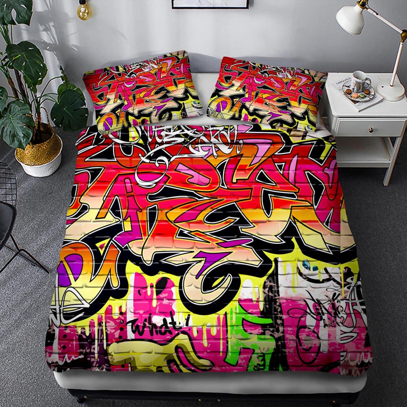 Youth Duvet Cover Graffiti Bedding Set for Kids Boys Girls Hip Etsy