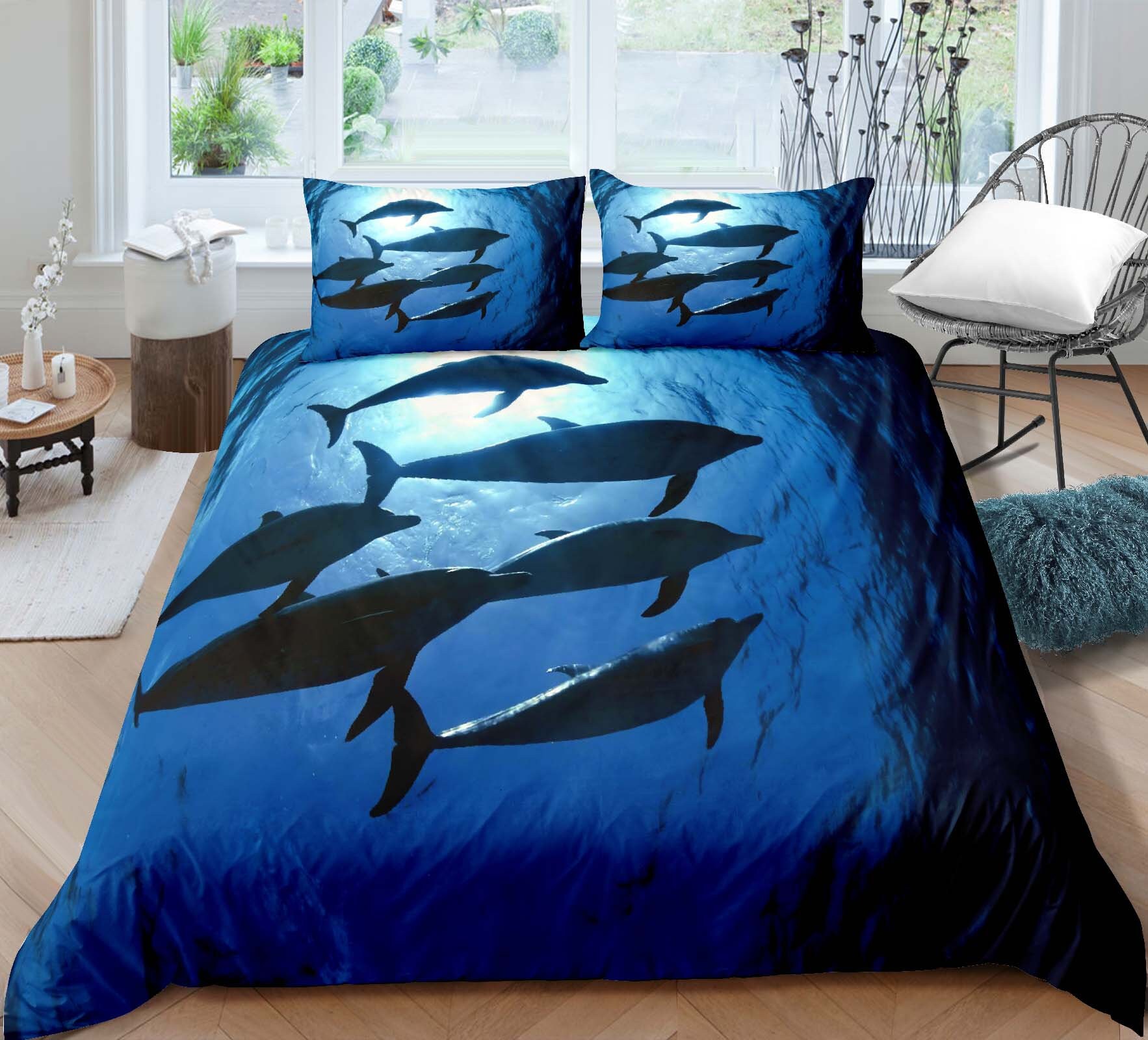 Dolphin Bedding Set Cute Dolphin Duvet Cover Marine Life Etsy UK