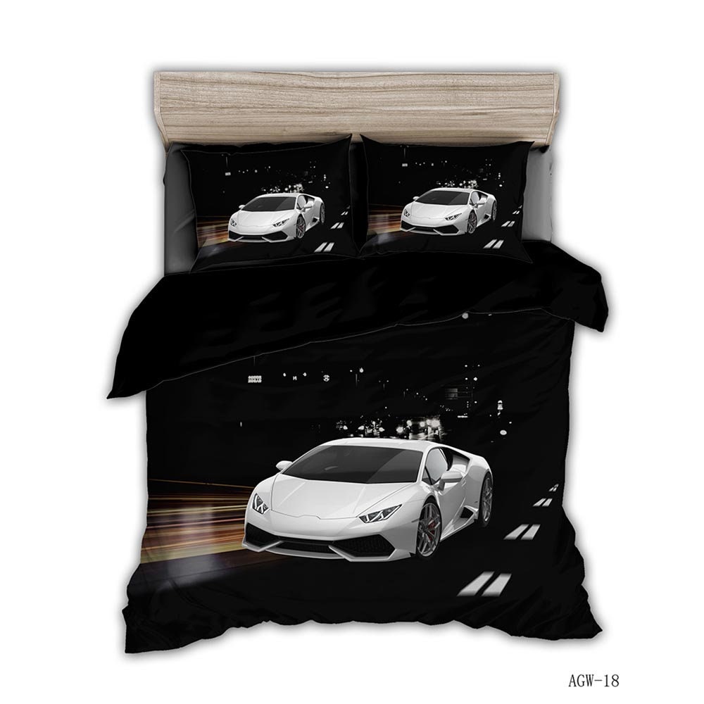 White Car Duvet Cover Quilt Cover White Black Running Car Etsy