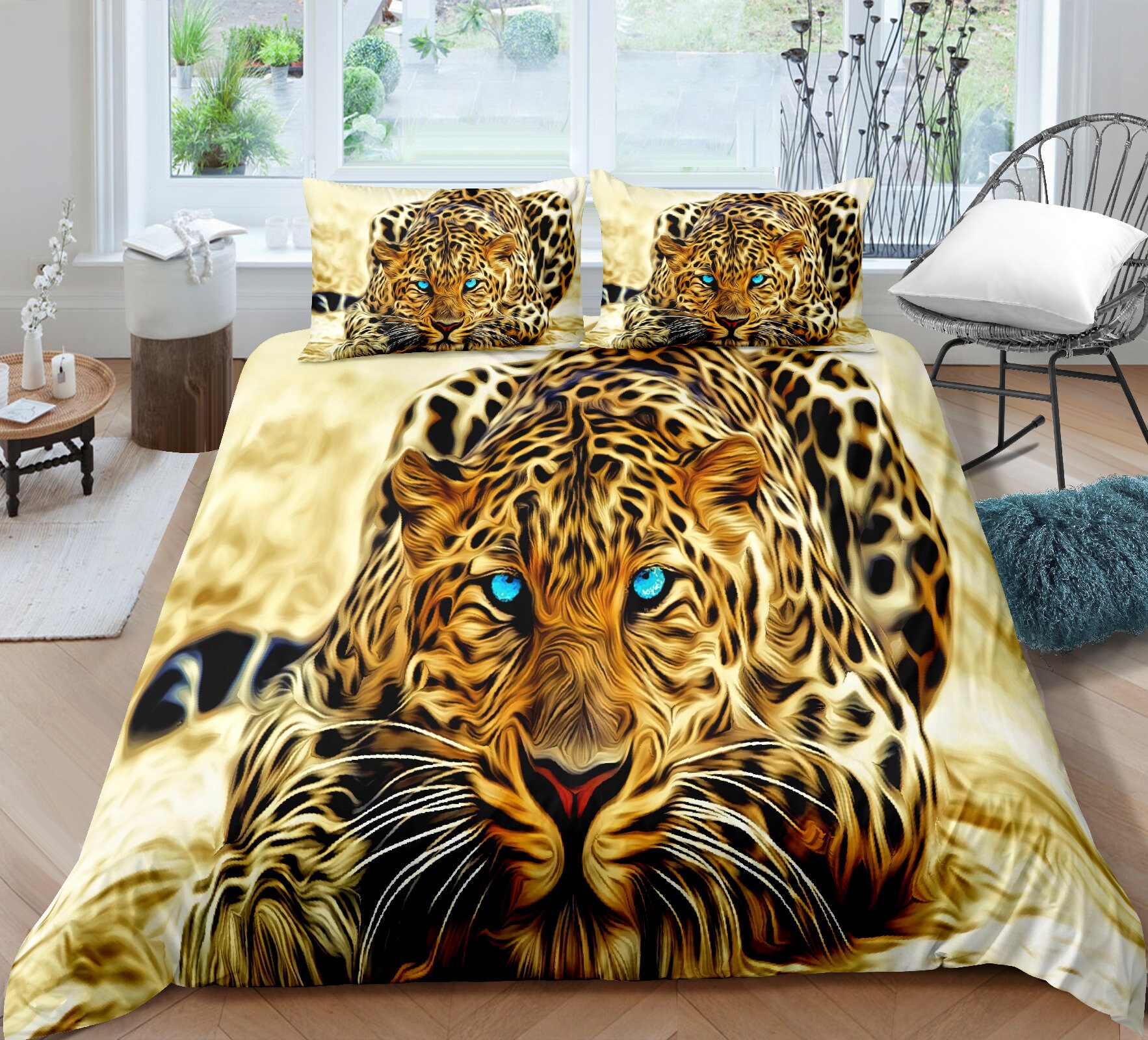 2/3 PC Zanzibar Safari Patchwork Print Quilt Set Quilted Bed Cover Animal #5 