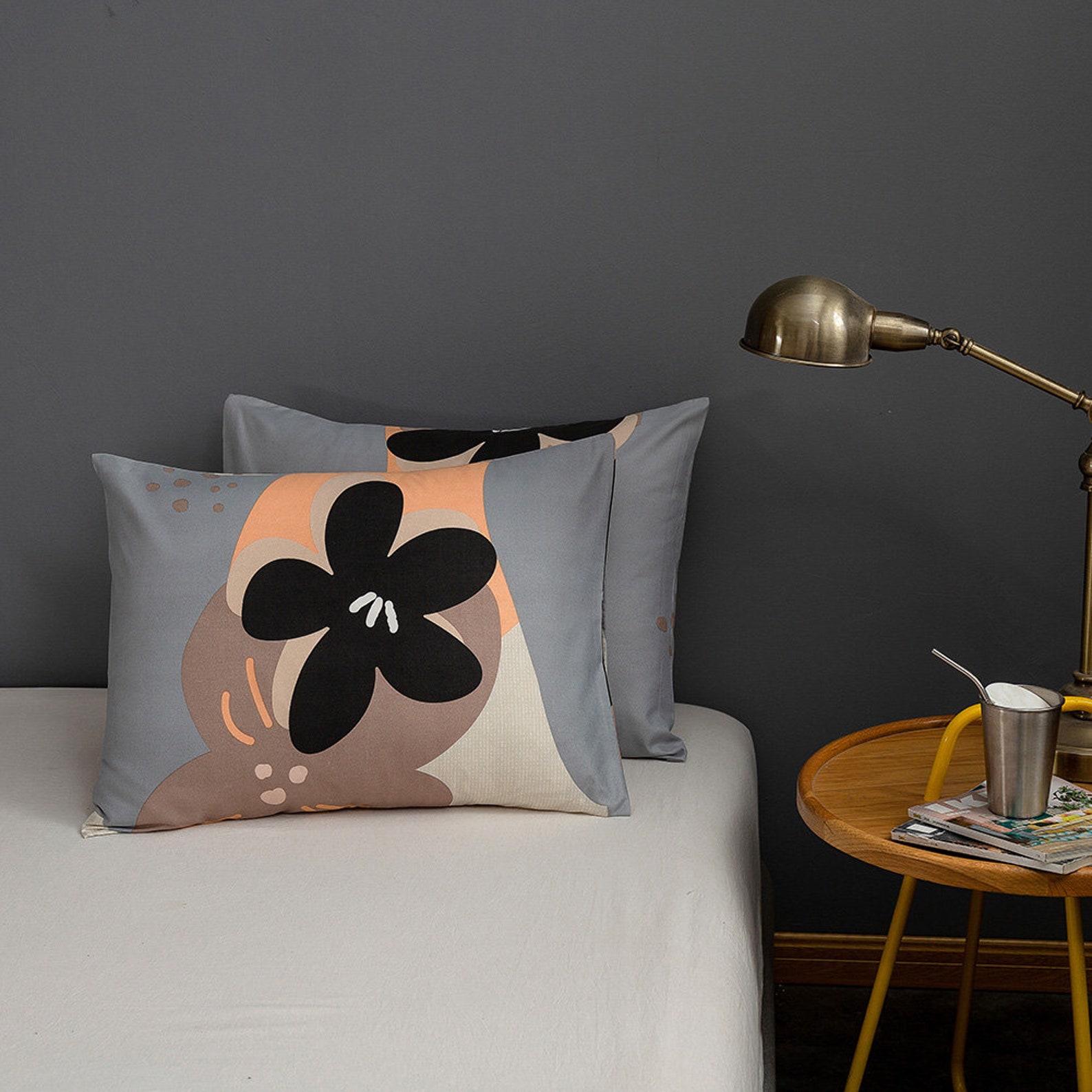 Black Floral Duvet Cover Set Flower Quilt Cover Set 1 Etsy