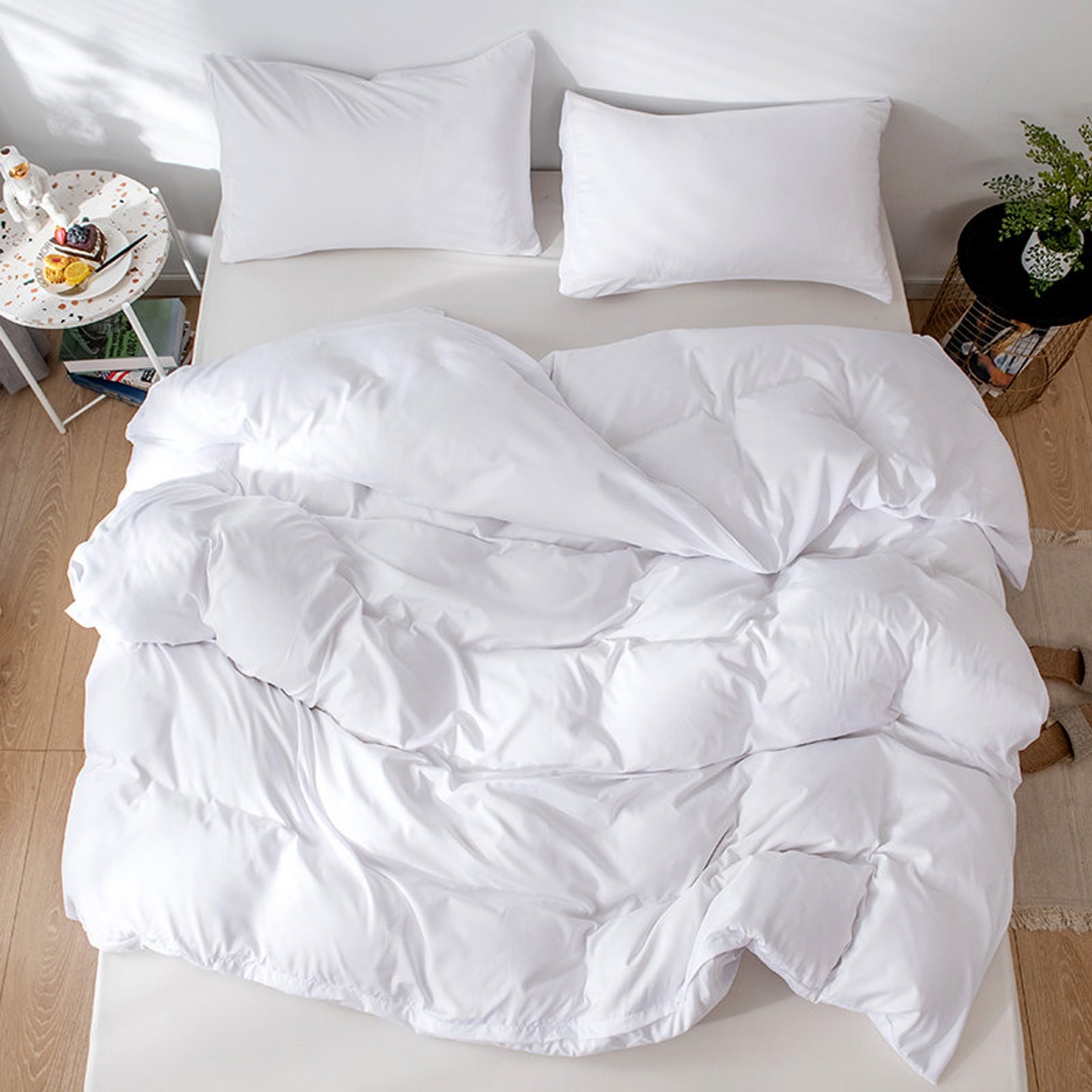 White Duvet Cover Queen Set Zipper Closure 90x90 Inch Ultra Etsy