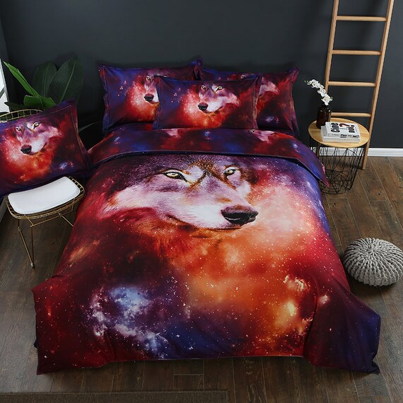 Wolf Duvet Cover Queen 3D Animal Snow Wolf Family Pattern Etsy