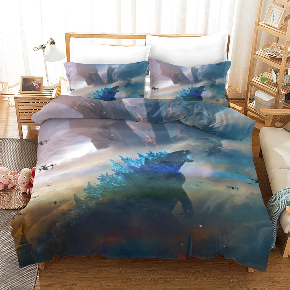 Godzilla Animal Duvet Cover Twin Comforter Cover Set 3 Pieces Etsy