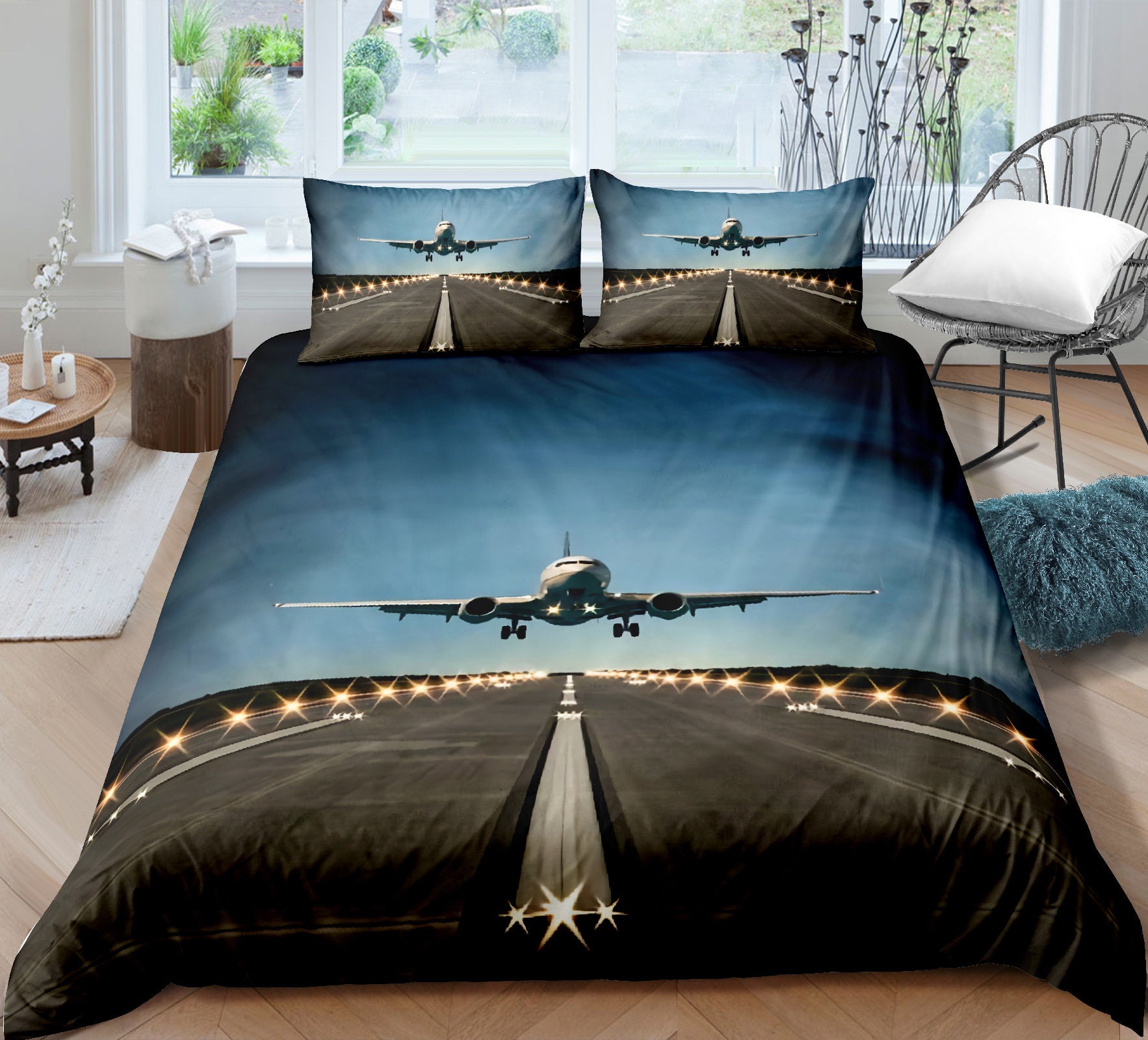 Kids Boys Airplane Duvet Cover King Blue Sky Aviation Aircraft Etsy UK