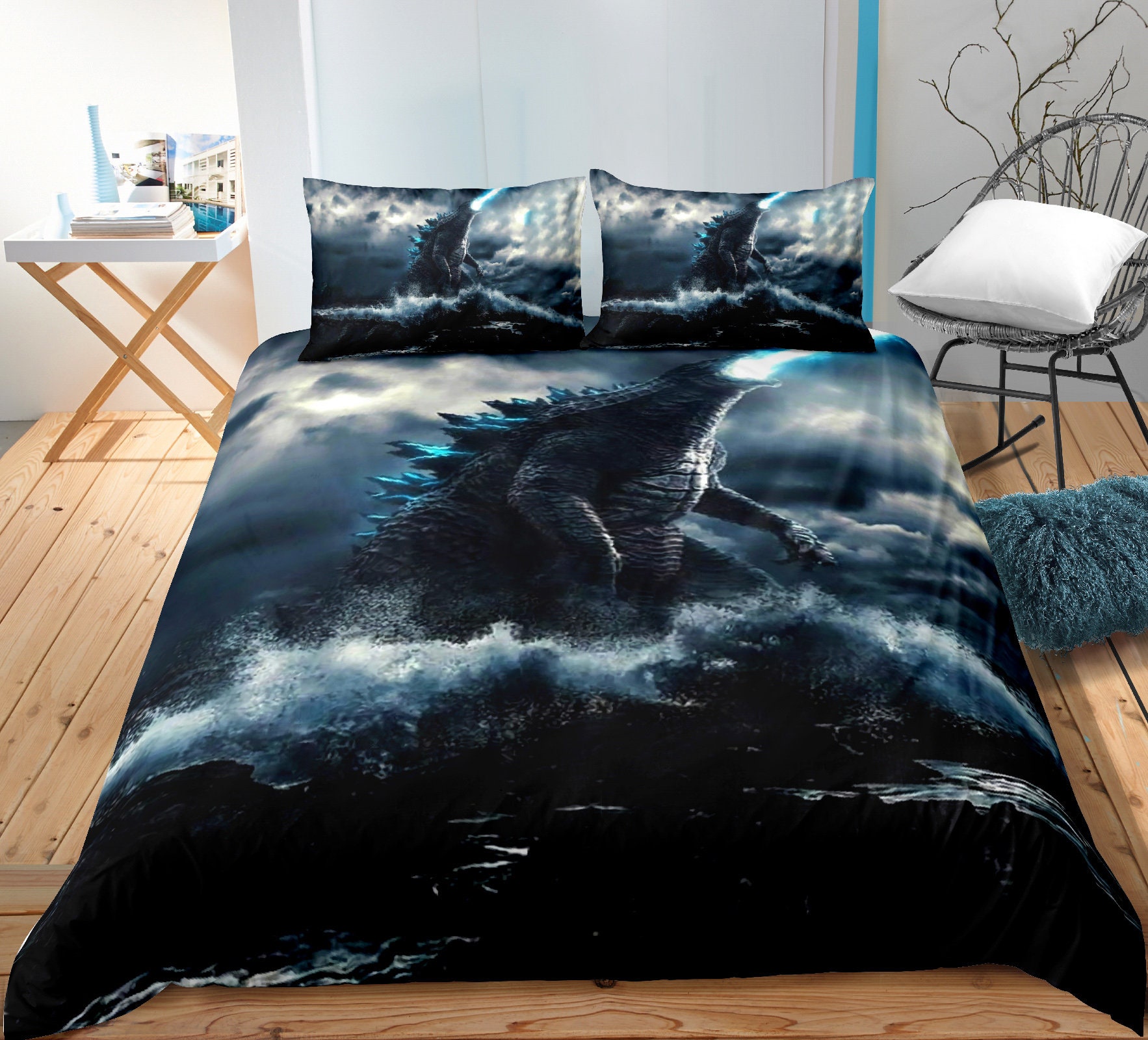 Bedding Duvet Covers Queen Godzilla Bedding Set Birthday gift 1 Duvet