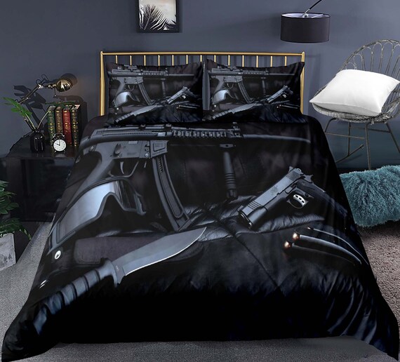 Guns Bedding Set Criminal Rifle Shotgun Duvet Cover for Kids Etsy
