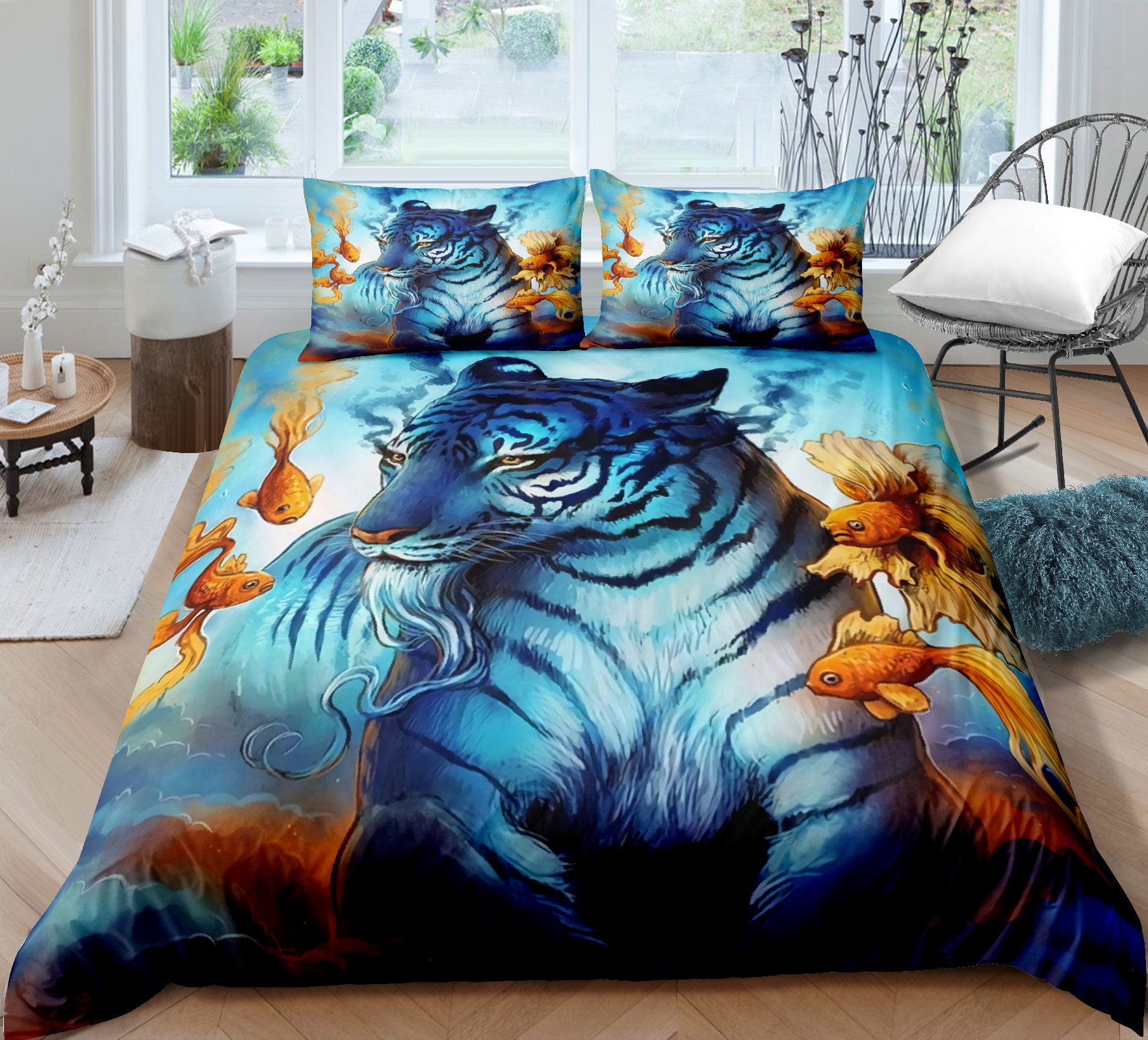 Tiger Duvet Cover Set King Size Wild Theme Bedding Set Animals Etsy