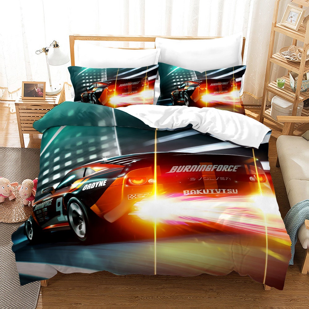 Cars Duvet Cover Set Multicolor Sports Car Speed Road Race Etsy