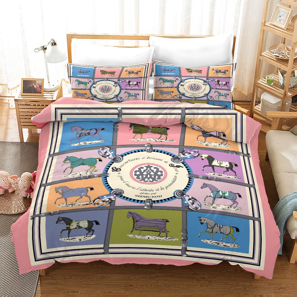 Horse Bedding Set King Queen Kids Girls Duvet Cover 3 Pieces Etsy