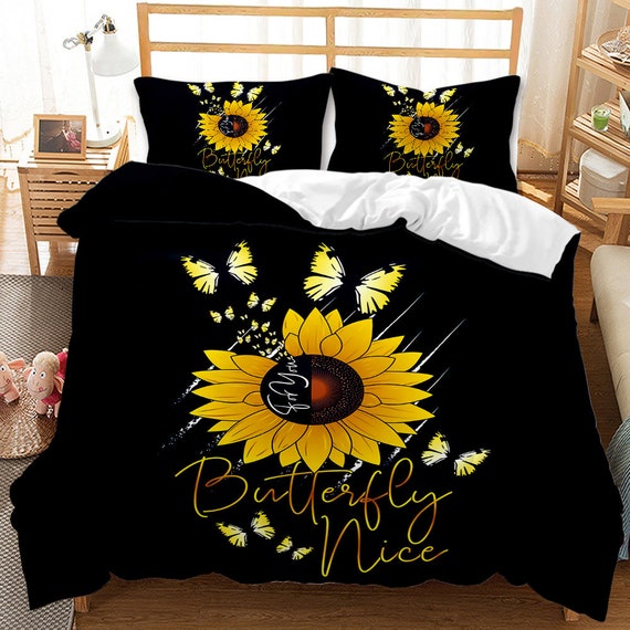 yellow black comforter set